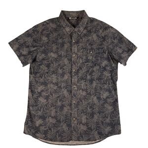 Travis Mathew Button Up Shirt Men's‎ L Blue Floral All Over Print Hawaiian